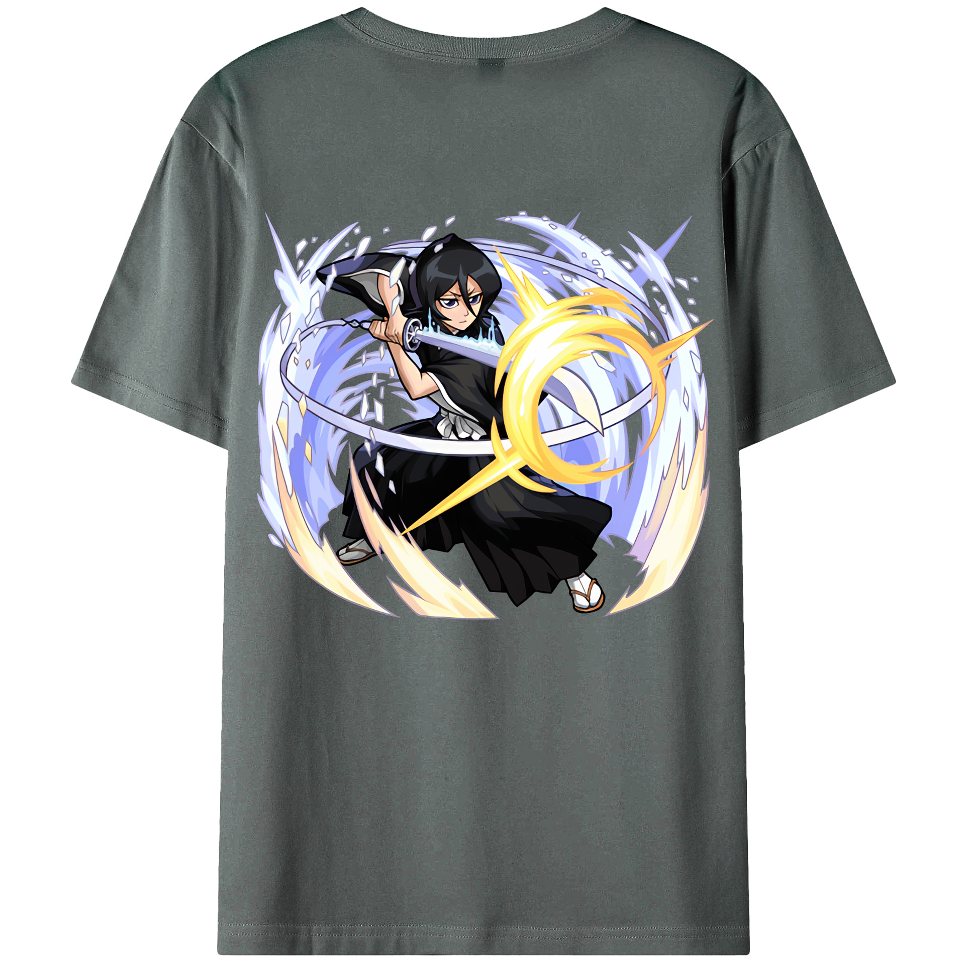 （画像用） ブリーチ 朽木ルキア BLEACH Kuchiki Rukia 綿100％ メンズ半袖Tシャツ（バックプリント） 通気性